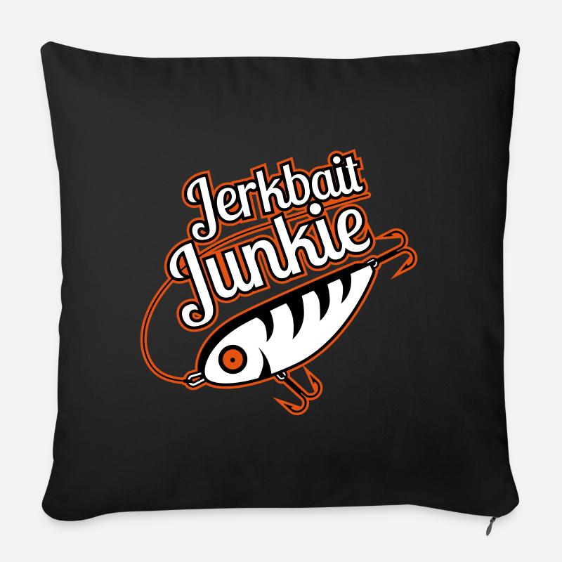 Jerkbait Junkie Angler-Shirt - Sofakissenbezug 45 x 45 cm - Schwarz