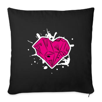 Tee shirt femme coeur de bloc - Housse de coussin décorative 45 x 45 cm - noir - Devant