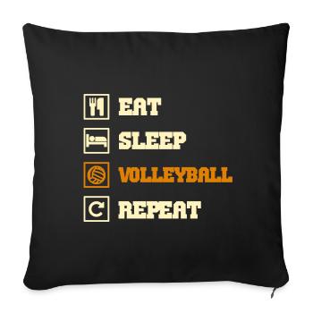 Volley-ball manger dormir répéter - Housse de coussin décorative 45 x 45 cm - noir - Devant