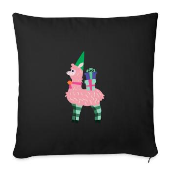 Lama Weihnachten Geschenk Alpaka Glocke Kinder - Sofakissenbezug 45 x 45 cm - Schwarz - Vorne