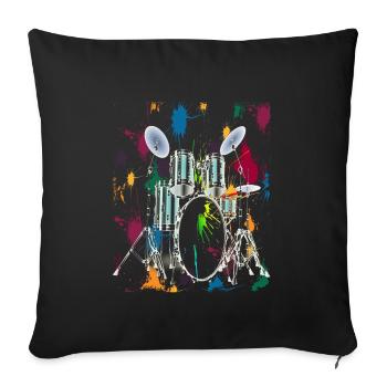 Drums Drum Drummer Drums Graphic Design - Housse de coussin décorative 45 x 45 cm - noir - Devant