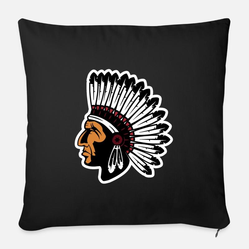 apache indianer native america Häuptling - Sofakissenbezug 45 x 45 cm - Schwarz