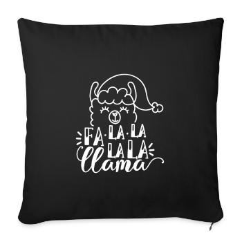 La Lama Weihnachten Tier Geschenk Mütze Bommel - Sofakissenbezug 45 x 45 cm - Schwarz - Vorne