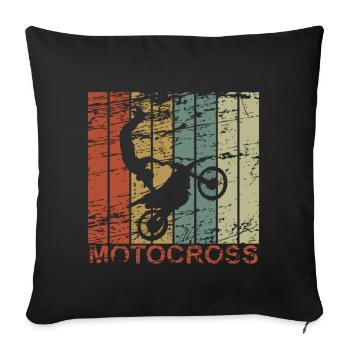 Motocross retro - dirtbike, motorcycle, biker - Sofa pillowcase 17,3'' x 17,3'' (45 x 45 cm) - black - Front
