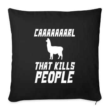 Carl Caaarl Hut LLama Lama Alpaka Kinder Geschenk - Sofakissenbezug 45 x 45 cm - Schwarz - Vorne