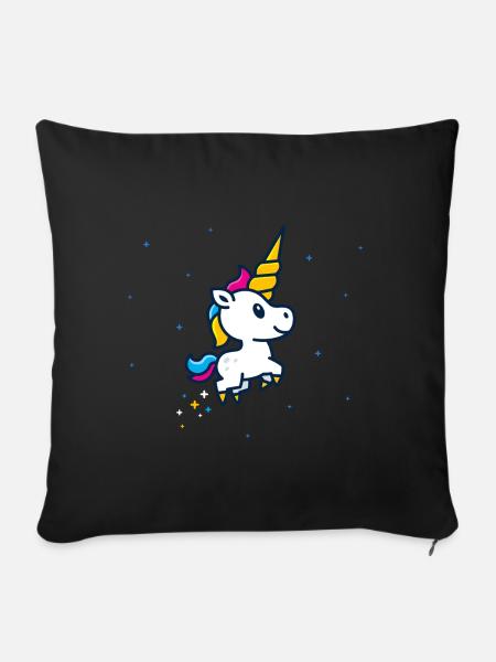 Einhorn Fohlen - Sofakissenbezug 45 x 45 cm - Schwarz