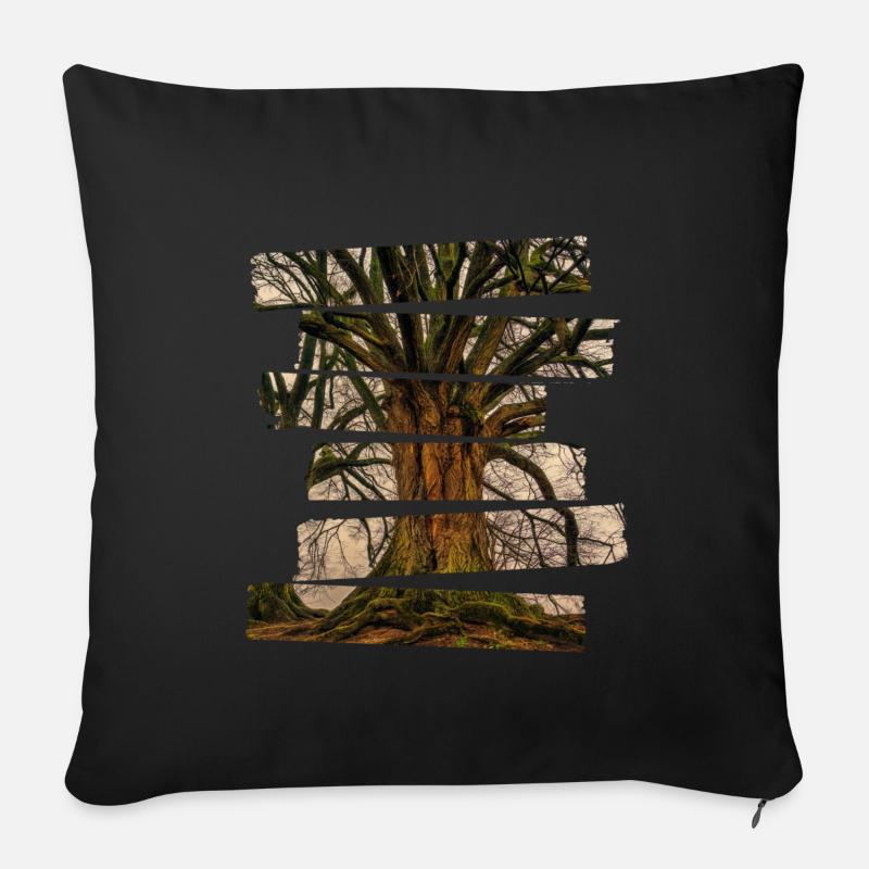 Baum des lebens landschaft - Sofakissenbezug 45 x 45 cm - Schwarz