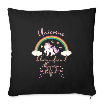 conception drôle de licorne mignonne avec arc-en-ciel - Housse de coussin décorative 45 x 45 cm - noir - Devant