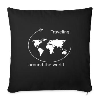 Traveling around the world - Sofa pillowcase 17,3'' x 17,3'' (45 x 45 cm) - black - Front