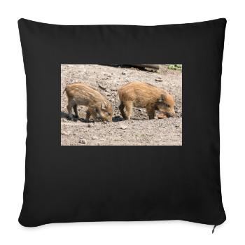 Frischling Wildschwein (Sus scrofa) - Sofakissenbezug 45 x 45 cm - Schwarz - Vorne