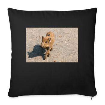 Frischling Wildschwein (Sus scrofa) im Wald - Sofakissenbezug 45 x 45 cm - Schwarz - Vorne