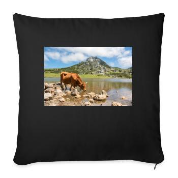 Cow in the mountains of Asturias - Sofa pillowcase 17,3'' x 17,3'' (45 x 45 cm) - black - Front