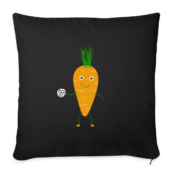 Carotte Carotte Volleyball Légume Végétarien Végétalien - Housse de coussin décorative 45 x 45 cm - noir - Devant