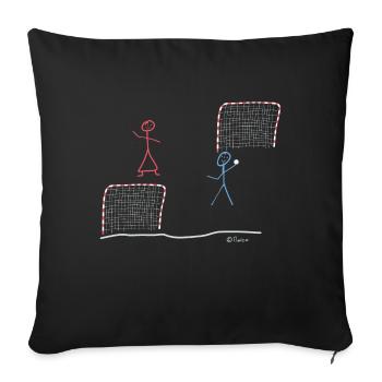 Figure de bâton de handball, entraînement de loisir - Housse de coussin décorative 45 x 45 cm - noir - Devant