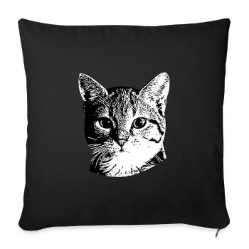 Süßes Katzengesicht - Sofakissenbezug 45 x 45 cm - Schwarz - Vorne