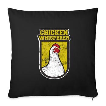 Chickens whispering funny rooster hen - Sofa pillowcase 17,3'' x 17,3'' (45 x 45 cm) - black - Front