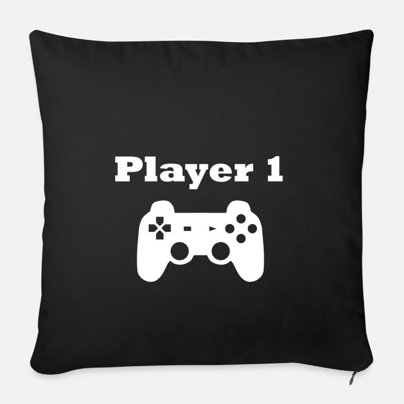 Gaming Player 1 Controller Geschenk - Sofakissenbezug 45 x 45 cm - Schwarz