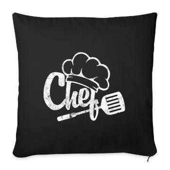 chef cook chef hat - Sofa pillowcase 17,3'' x 17,3'' (45 x 45 cm) - black - Front