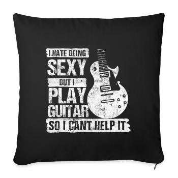 guitar music saying - Sofa pillowcase 17,3'' x 17,3'' (45 x 45 cm) - black - Front
