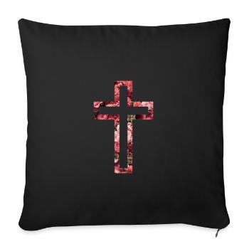 Flowers cross - Sofa pillowcase 17,3'' x 17,3'' (45 x 45 cm) - black - Front