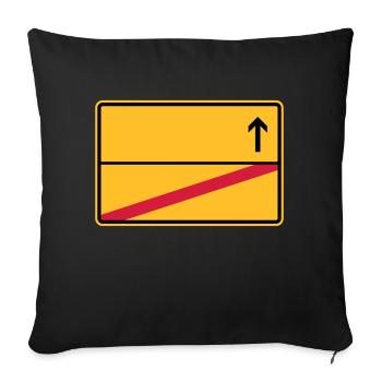 Stadtschild, Ausfahrt - Sofakissenbezug 45 x 45 cm - Schwarz - Vorne