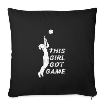 Jeu de volley-ball féminin - Housse de coussin décorative 45 x 45 cm - noir - Devant