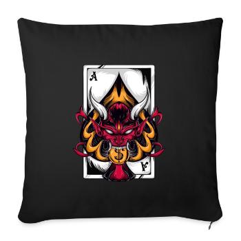 Poker Devil Poker Poker Card Casino Ace Satan - Housse de coussin décorative 45 x 45 cm - noir - Devant