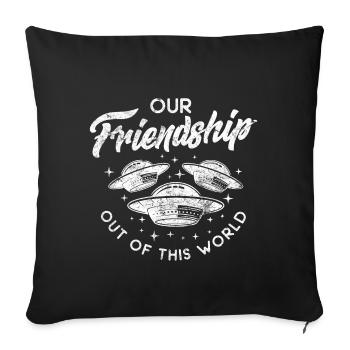 Citation d'amitié - Housse de coussin décorative 45 x 45 cm - noir - Devant