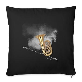 tuba musiker instrument - Housse de coussin décorative 45 x 45 cm - noir - Devant