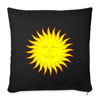 Soleil avec visage - Housse de coussin décorative 45 x 45 cm - noir - Devant