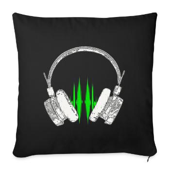 DJ Headphones Music Wave - Sofa pillowcase 17,3'' x 17,3'' (45 x 45 cm) - black - Front