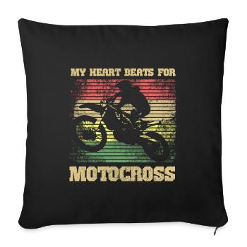 motocross - Sofa pillowcase 17,3'' x 17,3'' (45 x 45 cm) - black - Front