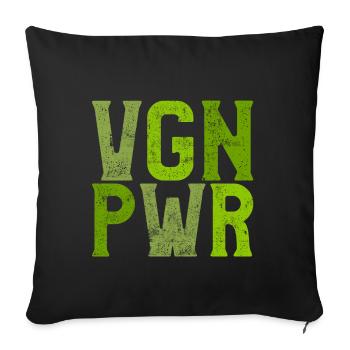 Vegan force saying - Sofa pillowcase 17,3'' x 17,3'' (45 x 45 cm) - black - Front