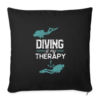 Diving saying therapy - Sofa pillowcase 17,3'' x 17,3'' (45 x 45 cm) - black - Front