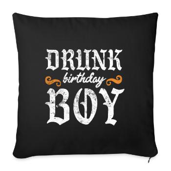sort de garçon d’anniversaire ivre - Housse de coussin décorative 45 x 45 cm - noir - Devant