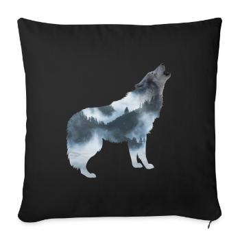 wolf in the forest natural mountains animal - Sofa pillowcase 17,3'' x 17,3'' (45 x 45 cm) - black - Front