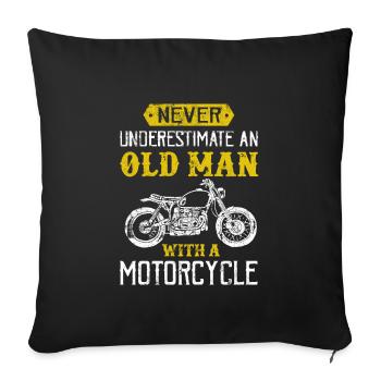 Motorcycle saying old man biker - Sofa pillowcase 17,3'' x 17,3'' (45 x 45 cm) - black - Front