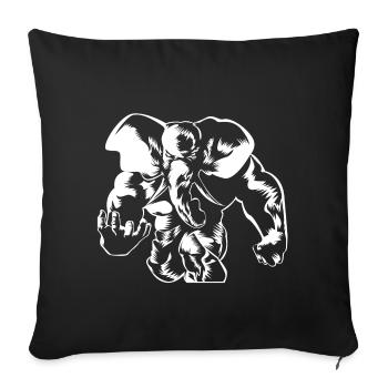 Éléphant fitness gym bête - Housse de coussin décorative 45 x 45 cm - noir - Devant