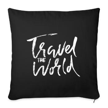 Travel Travel World en disant - Housse de coussin décorative 45 x 45 cm - noir - Devant
