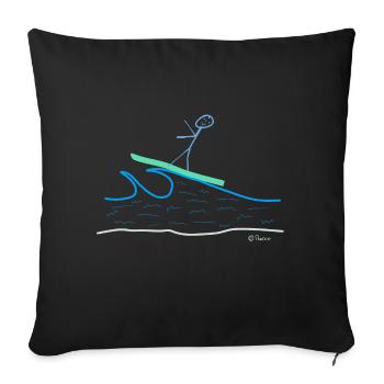 Surfing stick figures, waves riding sport water - Sofa pillowcase 17,3'' x 17,3'' (45 x 45 cm) - black - Front