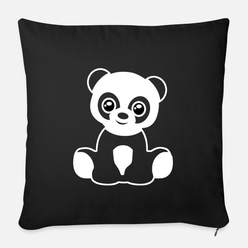 panda - Housse de coussin décorative 45 x 45 cm - noir