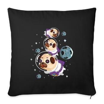 pug dog pug astronaut space - Sofa pillowcase 17,3'' x 17,3'' (45 x 45 cm) - black - Front