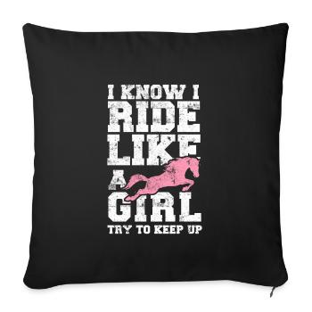 Cavalier cheval drôle dire - Housse de coussin décorative 45 x 45 cm - noir - Devant
