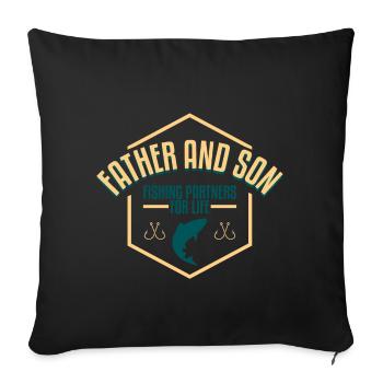 Pêche père et fils - Housse de coussin décorative 45 x 45 cm - noir - Devant
