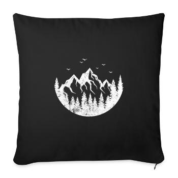 Montagnes nature forêt icône icône - Housse de coussin décorative 45 x 45 cm - noir - Devant