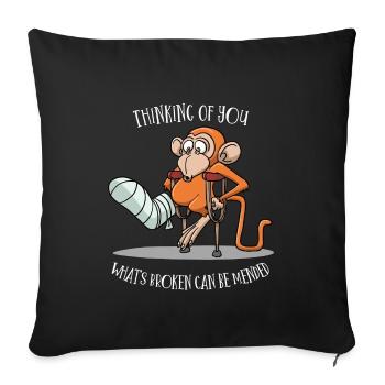 Bone fracture accident crutches cure gift idea - Sofa pillowcase 17,3'' x 17,3'' (45 x 45 cm) - black - Front