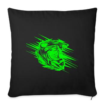 casque de motocross sports extrêmes - Housse de coussin décorative 45 x 45 cm - noir - Devant