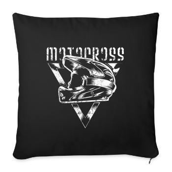 casque de motocross sports extrêmes - Housse de coussin décorative 45 x 45 cm - noir - Devant