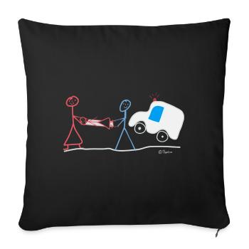 Rettung Strichmännchen Notfall Notarzt Einsatz - Sofakissenbezug 45 x 45 cm - Schwarz - Vorne