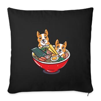 Idée de cadeau pour le bol de ramen pour chien Kawaii Kawaii - Housse de coussin décorative 45 x 45 cm - noir - Devant